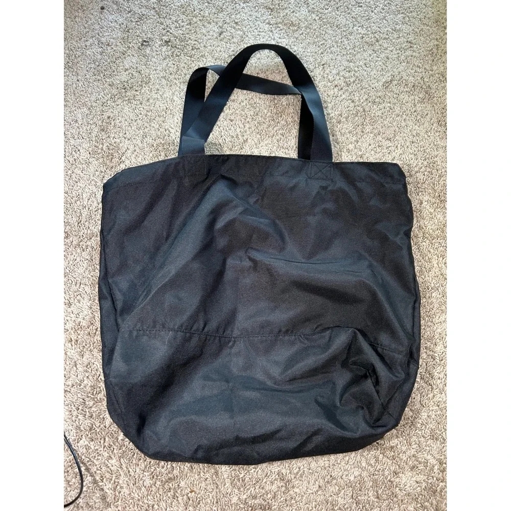 Victorias Secret PINK Black‎ Canvas Tote Bag Red Plaid Logo Zipper Large Gym Bag